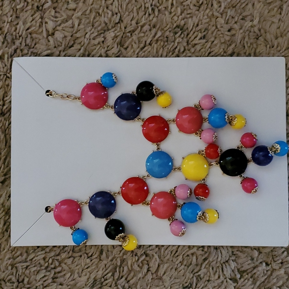 🛍IMAN QVC statement piece necklace, never worn, multi-colored